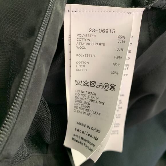 SACAI Size S Black Polyester Blend Long Sleeve Layered Dress - Picture 6 of 9